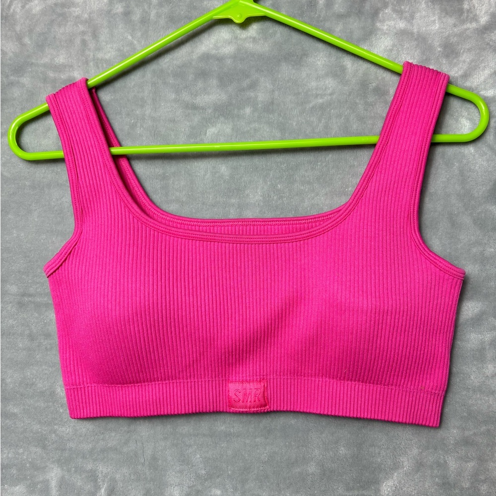 Sommer Ray Vibrant Pink Ribbed Sports Bra with Wide Straps